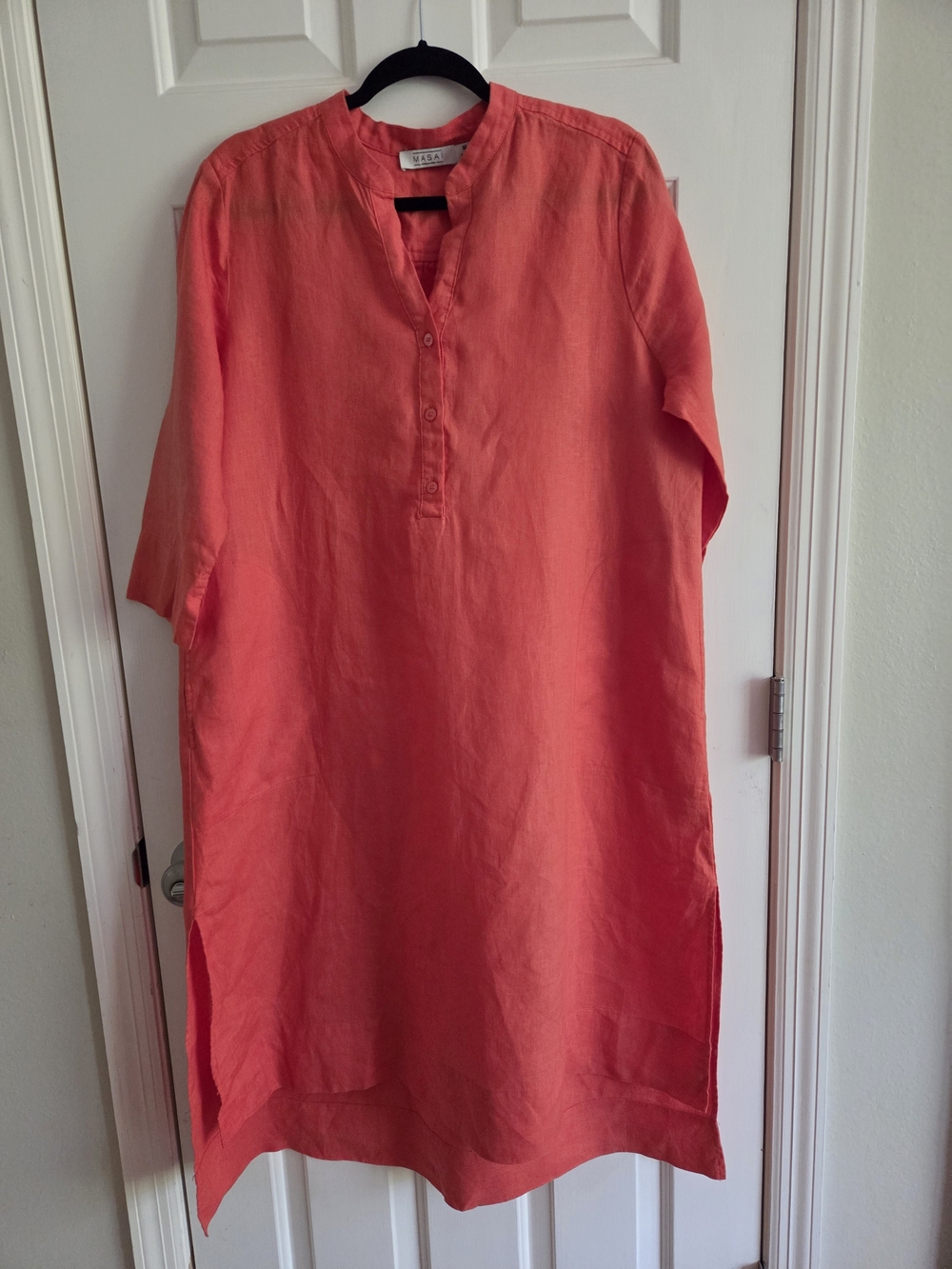 Masai Coral Midi Dress with Button Placket